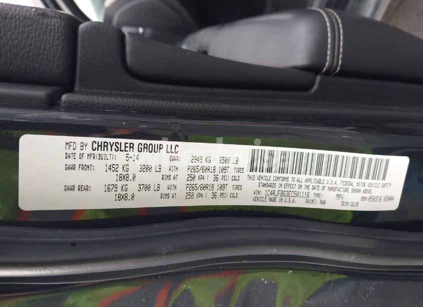 Photo 9 of 2014 Jeep Grand CHEROKEE LIMITED (VIN 1C4RJFBG3EC501116)