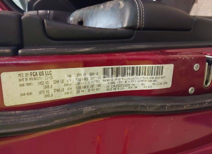 Photo 9 of 2015 Jeep Grand CHEROKEE LIMITED (VIN 1C4RJFBG3FC216319)