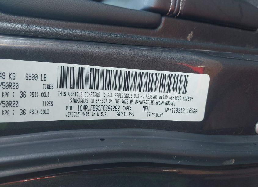 Photo 9 of 2015 Jeep Grand CHEROKEE LIMITED (VIN 1C4RJFBG3FC684289)