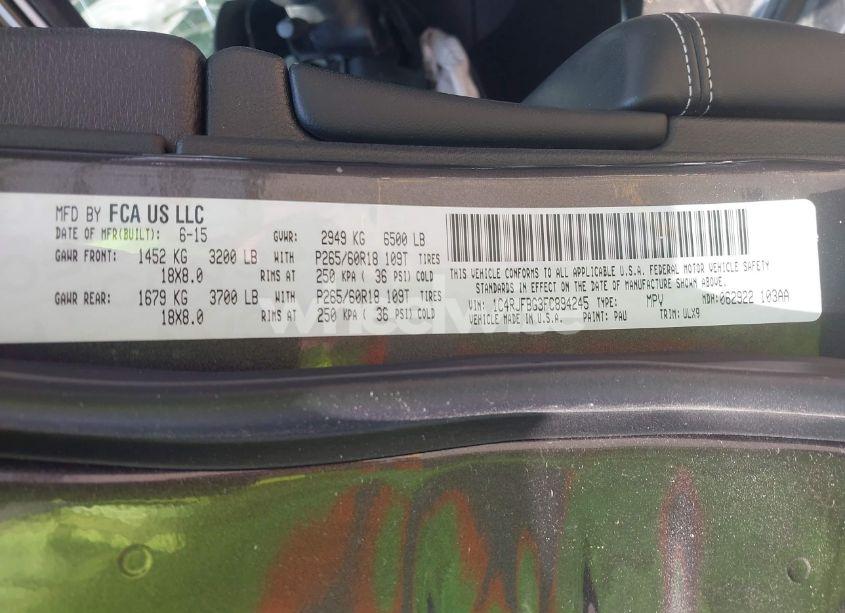 Photo 9 of 2015 Jeep Grand CHEROKEE LIMITED (VIN 1C4RJFBG3FC894245)