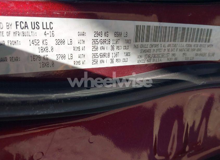 Photo 9 of 2016 Jeep Grand CHEROKEE LIMITED (VIN 1C4RJFBG3GC381157)