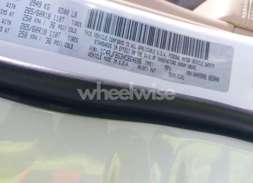 Photo 9 of 2017 Jeep Grand CHEROKEE LIMITED 4X4 (VIN 1C4RJFBG3HC864696)