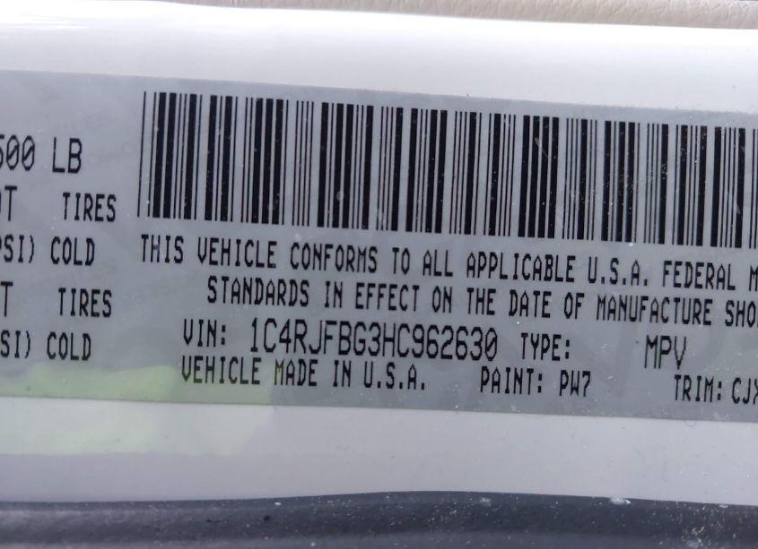 Photo 9 of 2017 Jeep Grand CHEROKEE LIMITED 4X4 (VIN 1C4RJFBG3HC962630)