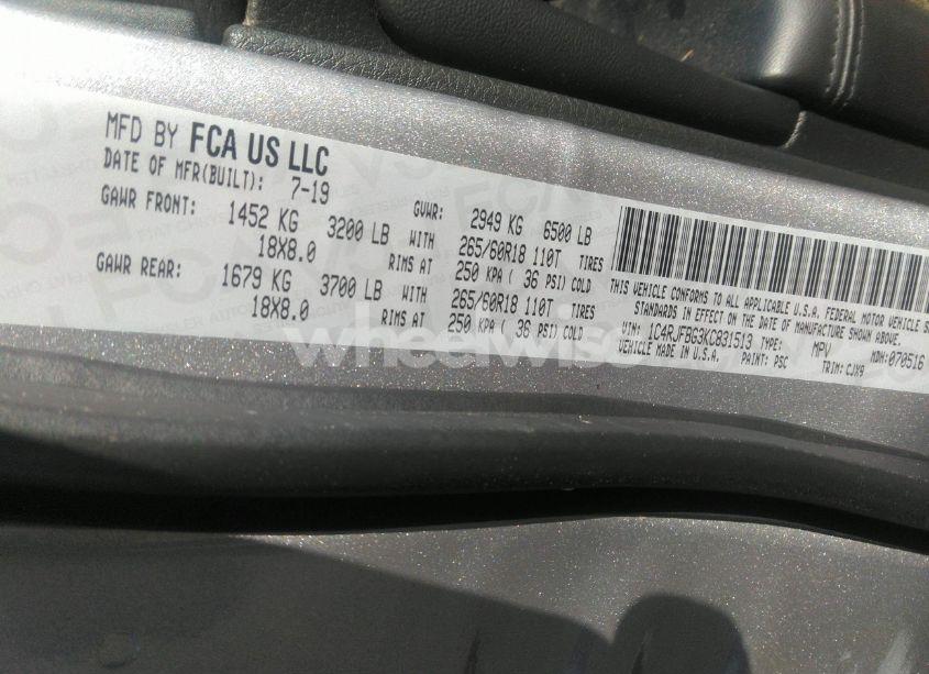 Photo 9 of 2019 Jeep Grand CHEROKEE LIMITED 4X4 (VIN 1C4RJFBG3KC831513)