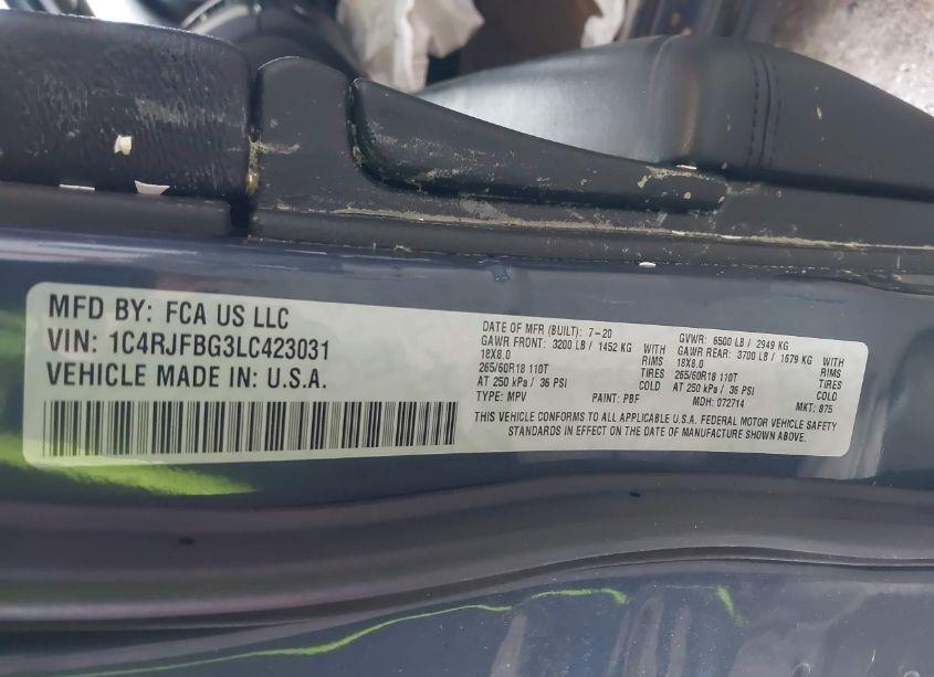 Photo 9 of 2020 Jeep Grand CHEROKEE LIMITED 4X4 (VIN 1C4RJFBG3LC423031)