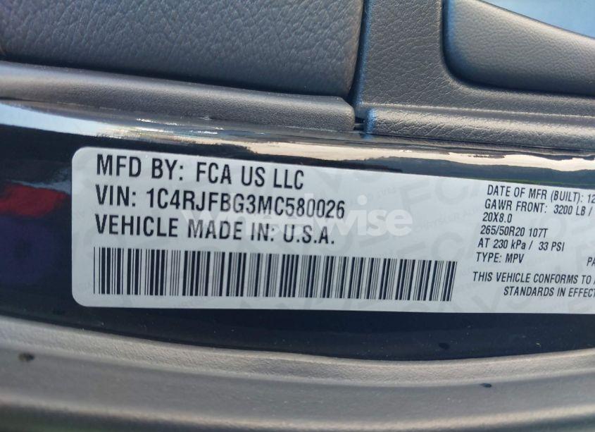 Photo 9 of 2021 Jeep Grand CHEROKEE LIMITED 4X4 (VIN 1C4RJFBG3MC580026)