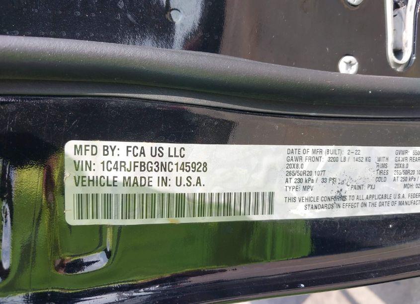 Photo 9 of 2022 Jeep Grand CHEROKEE WK LIMITED 4X4 (VIN 1C4RJFBG3NC145928)