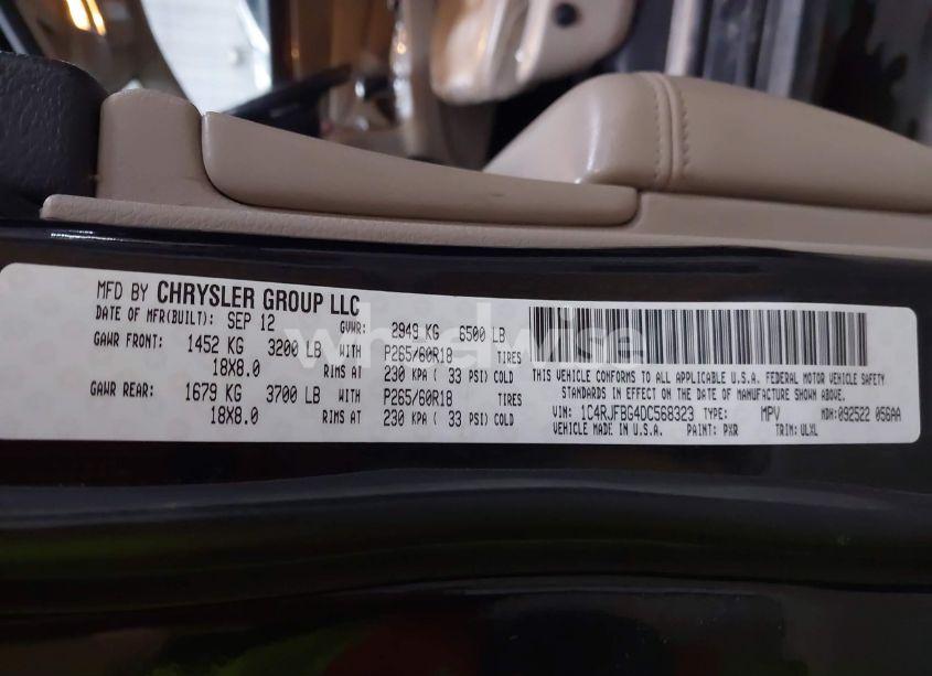 Photo 9 of 2013 Jeep Grand CHEROKEE LIMITED (VIN 1C4RJFBG4DC568323)