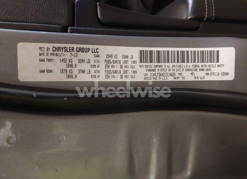 Photo 9 of 2014 Jeep Grand CHEROKEE LIMITED (VIN 1C4RJFBG4EC214626)