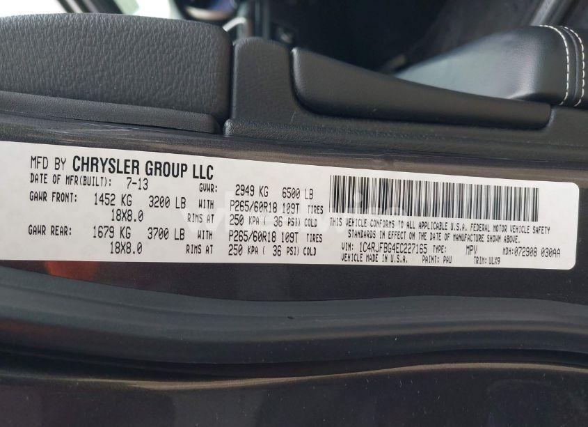 Photo 9 of 2014 Jeep Grand CHEROKEE LIMITED (VIN 1C4RJFBG4EC227165)