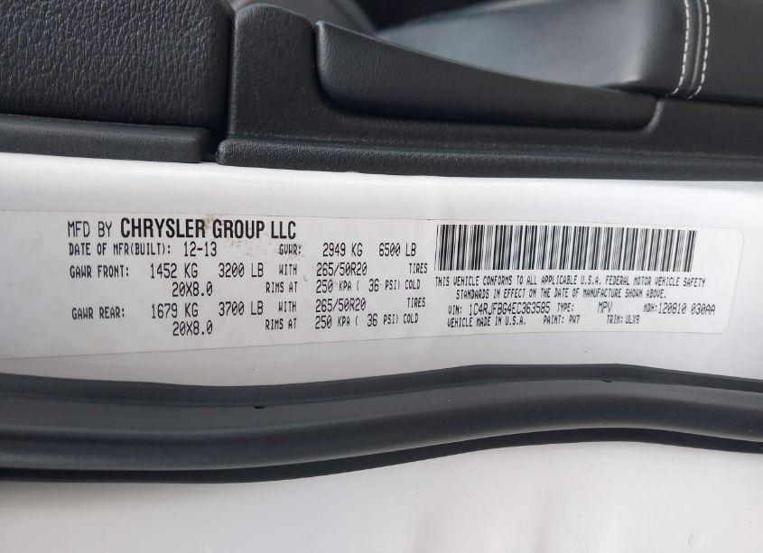 Photo 9 of 2014 Jeep Grand CHEROKEE LIMITED (VIN 1C4RJFBG4EC363585)