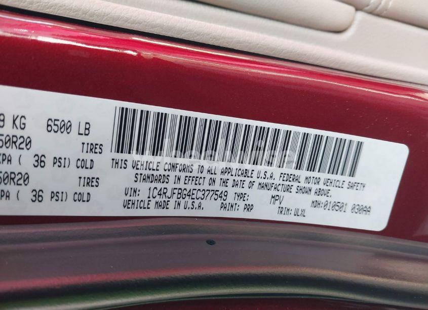 Photo 9 of 2014 Jeep Grand CHEROKEE LIMITED (VIN 1C4RJFBG4EC377549)