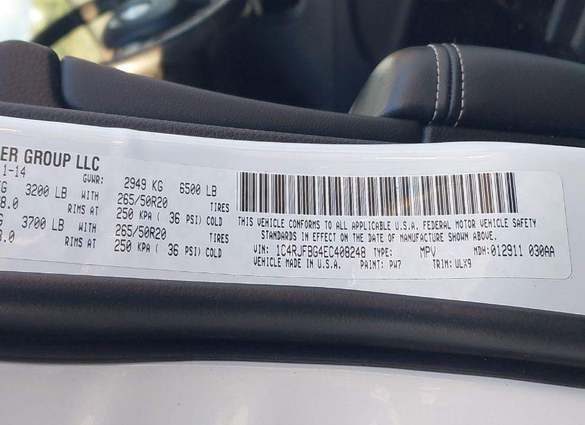 Photo 9 of 2014 Jeep Grand CHEROKEE LIMITED (VIN 1C4RJFBG4EC408248)