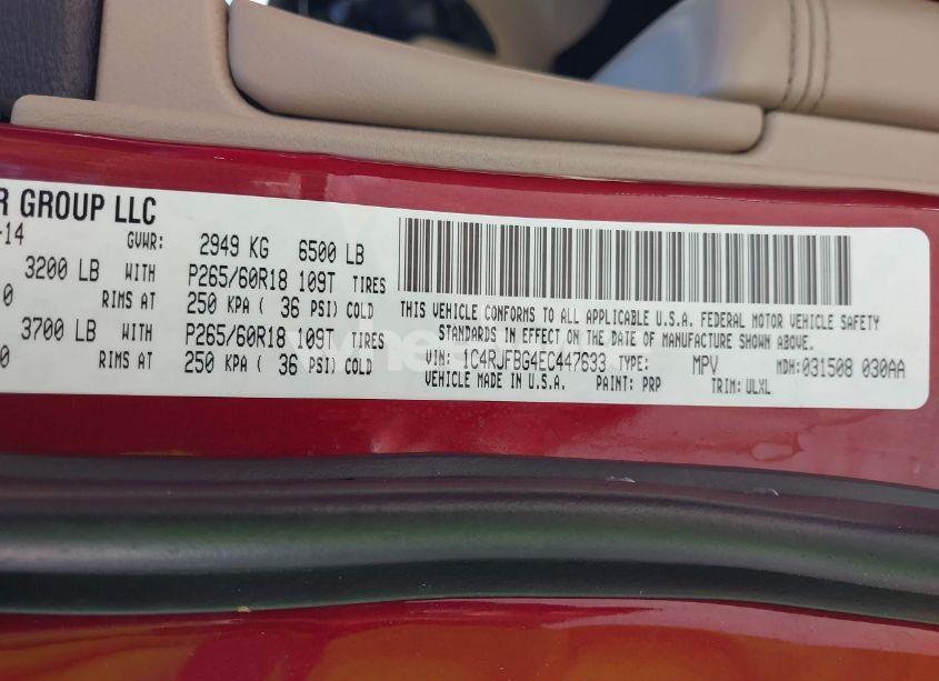 Photo 9 of 2014 Jeep Grand CHEROKEE LIMITED (VIN 1C4RJFBG4EC447633)