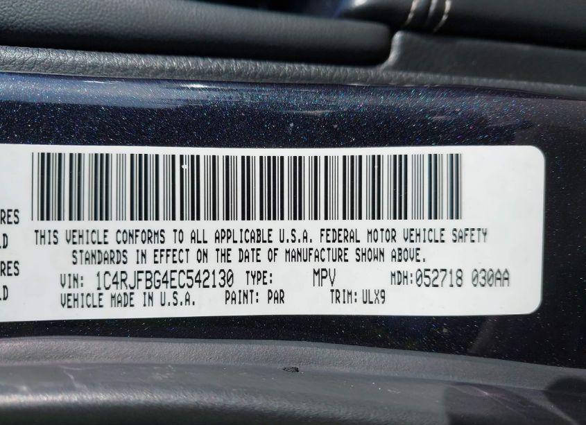 Photo 9 of 2014 Jeep Grand CHEROKEE LIMITED (VIN 1C4RJFBG4EC542130)