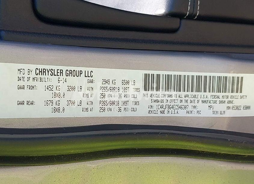 Photo 9 of 2014 Jeep Grand CHEROKEE LIMITED (VIN 1C4RJFBG4EC546307)