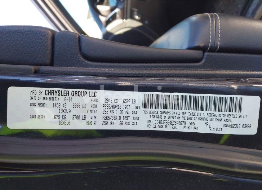 Photo 9 of 2014 Jeep Grand CHEROKEE LIMITED (VIN 1C4RJFBG4EC570879)