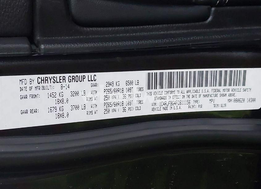 Photo 9 of 2015 Jeep Grand CHEROKEE LIMITED (VIN 1C4RJFBG4FC611156)