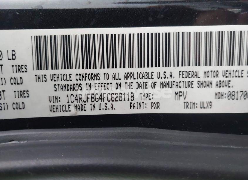 Photo 9 of 2015 Jeep Grand CHEROKEE LIMITED (VIN 1C4RJFBG4FC628118)