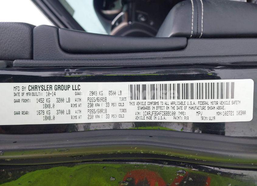 Photo 9 of 2015 Jeep Grand CHEROKEE LIMITED (VIN 1C4RJFBG4FC689100)