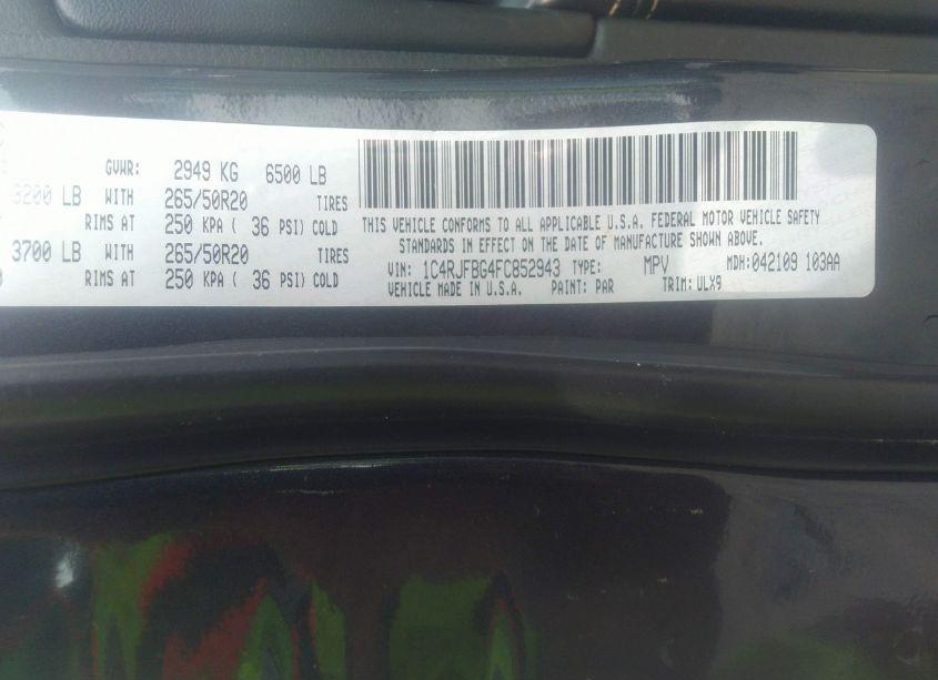 Photo 9 of 2015 Jeep Grand CHEROKEE LIMITED (VIN 1C4RJFBG4FC852943)