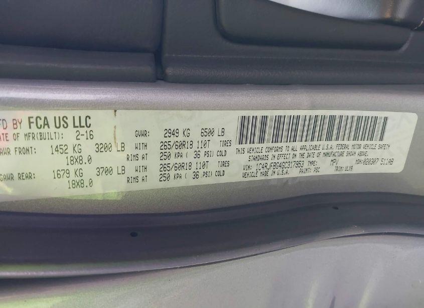 Photo 9 of 2016 Jeep Grand CHEROKEE LIMITED (VIN 1C4RJFBG4GC317953)