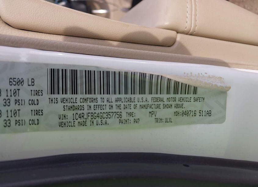 Photo 9 of 2016 Jeep Grand CHEROKEE LIMITED (VIN 1C4RJFBG4GC357756)