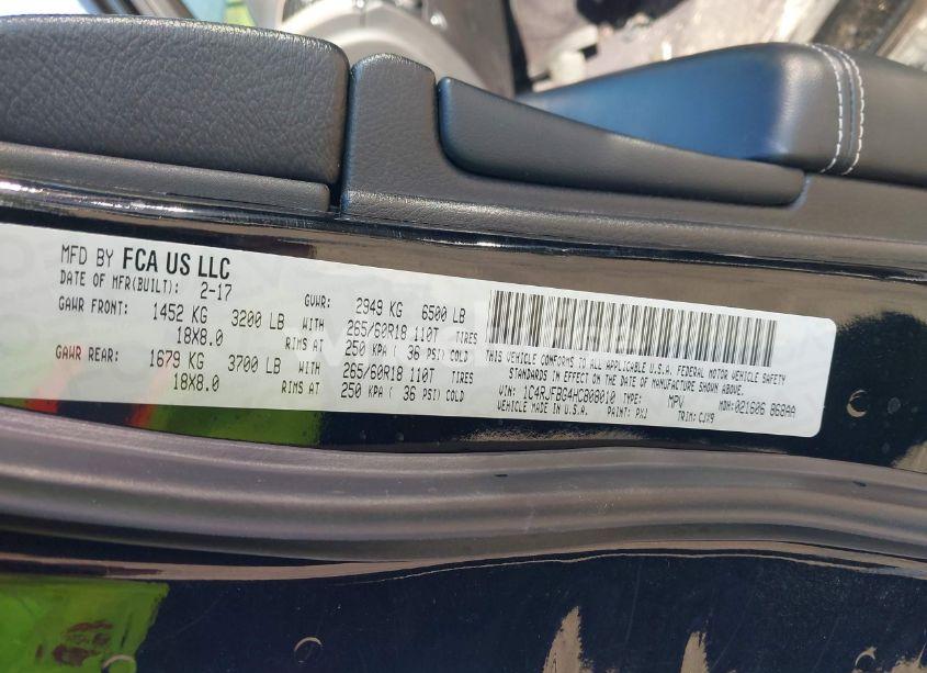 Photo 9 of 2017 Jeep Grand CHEROKEE LIMITED 4X4 (VIN 1C4RJFBG4HC808010)