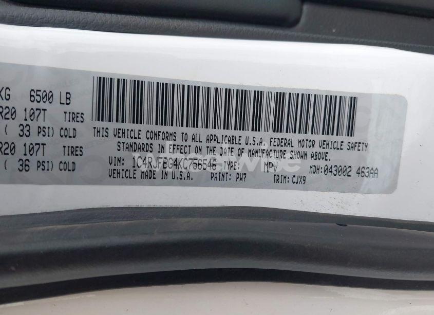 Photo 9 of 2019 Jeep Grand CHEROKEE LIMITED 4X4 (VIN 1C4RJFBG4KC756546)