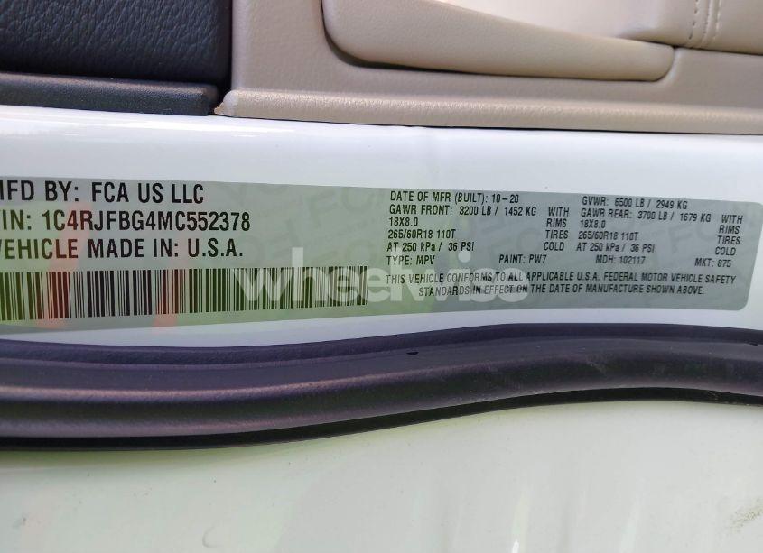 Photo 9 of 2021 Jeep Grand CHEROKEE LIMITED 4X4 (VIN 1C4RJFBG4MC552378)