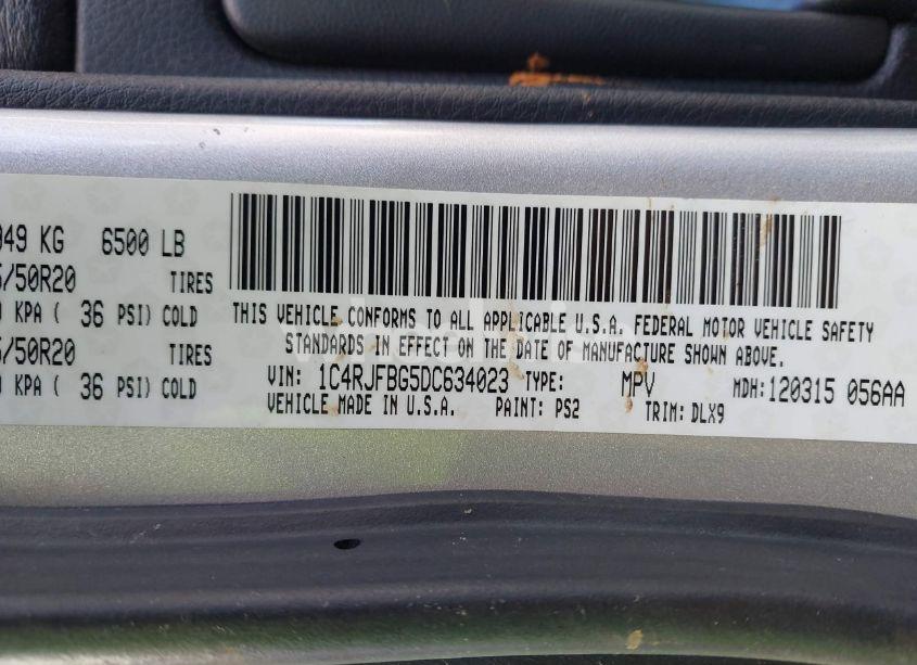 Photo 9 of 2013 Jeep Grand CHEROKEE LIMITED (VIN 1C4RJFBG5DC634023)