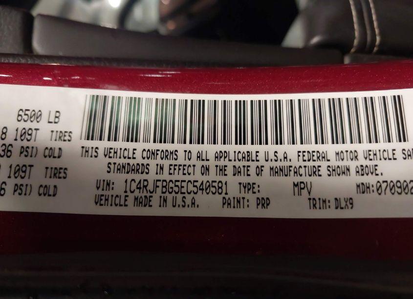 Photo 9 of 2014 Jeep Grand CHEROKEE LIMITED (VIN 1C4RJFBG5EC540581)