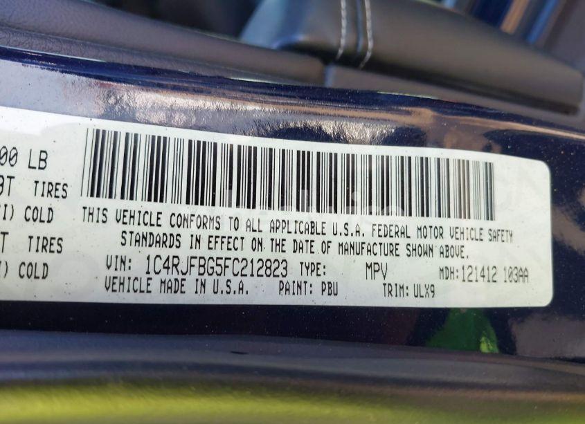 Photo 9 of 2015 Jeep Grand CHEROKEE LIMITED (VIN 1C4RJFBG5FC212823)