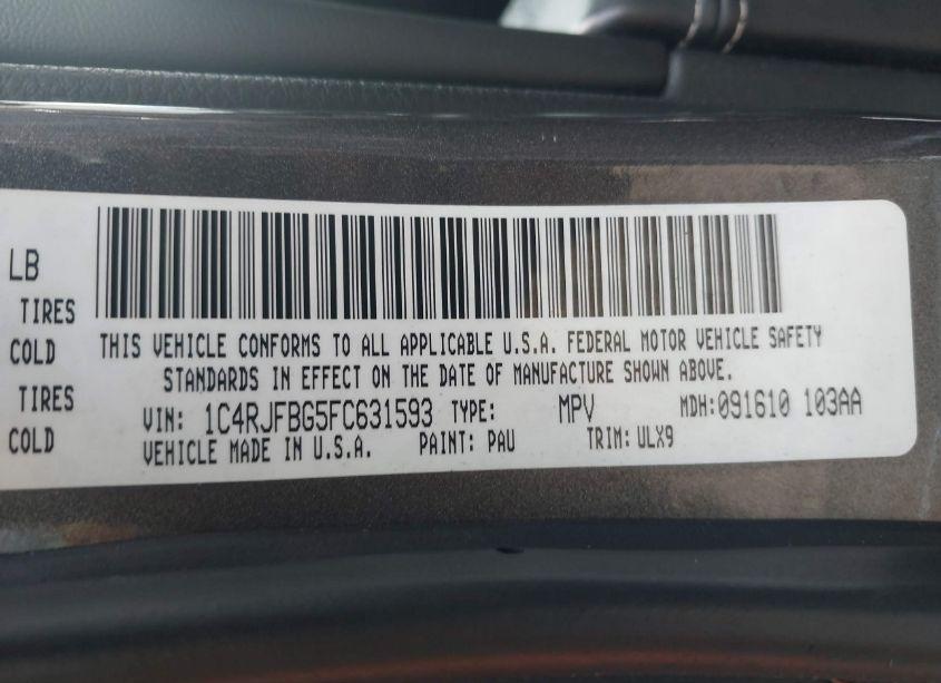 Photo 9 of 2015 Jeep Grand CHEROKEE LIMITED (VIN 1C4RJFBG5FC631593)