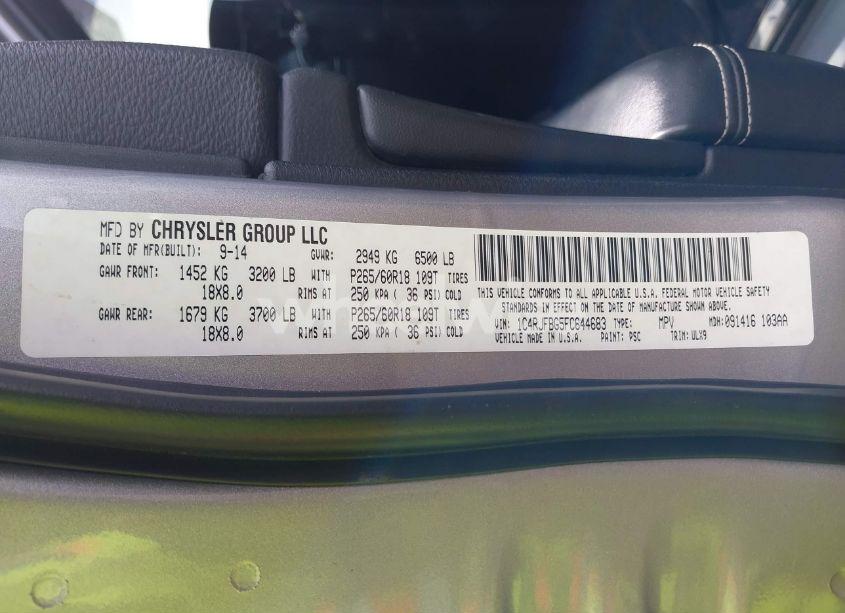 Photo 9 of 2015 Jeep Grand CHEROKEE LIMITED (VIN 1C4RJFBG5FC644683)