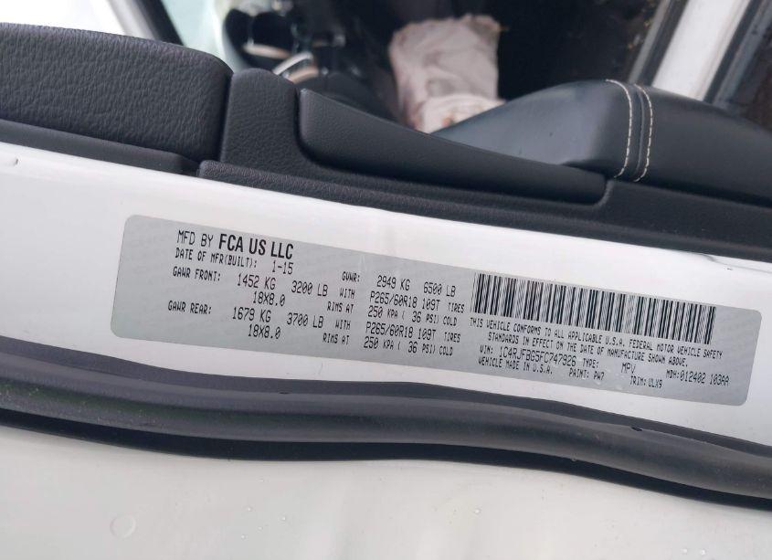 Photo 9 of 2015 Jeep Grand CHEROKEE LIMITED (VIN 1C4RJFBG5FC747926)