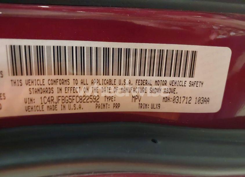 Photo 9 of 2015 Jeep Grand CHEROKEE LIMITED (VIN 1C4RJFBG5FC822592)