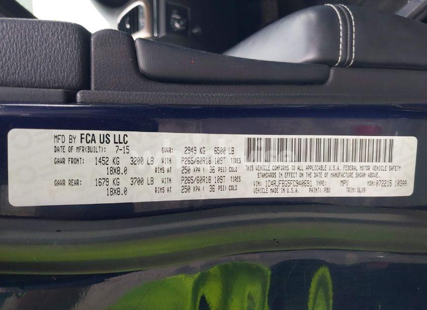 Photo 9 of 2015 Jeep Grand CHEROKEE LIMITED (VIN 1C4RJFBG5FC940691)