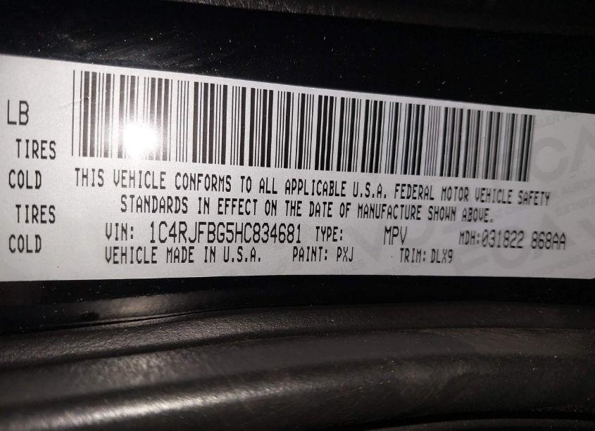 Photo 9 of 2017 Jeep Grand CHEROKEE LIMITED 4X4 (VIN 1C4RJFBG5HC834681)