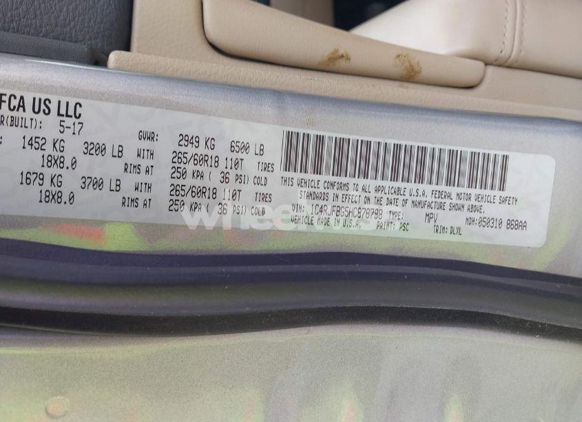 Photo 9 of 2017 Jeep Grand CHEROKEE LIMITED 4X4 (VIN 1C4RJFBG5HC876798)