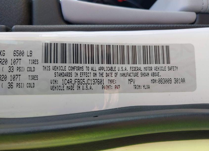 Photo 9 of 2018 Jeep Grand CHEROKEE STERLING EDITION 4X4 (VIN 1C4RJFBG5JC137601)