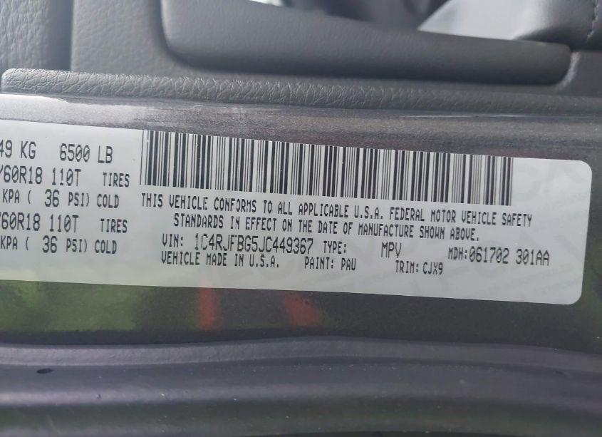 Photo 9 of 2018 Jeep Grand CHEROKEE LIMITED 4X4 (VIN 1C4RJFBG5JC449367)