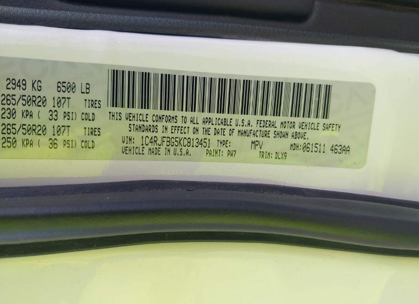 Photo 9 of 2019 Jeep Grand CHEROKEE LIMITED 4X4 (VIN 1C4RJFBG5KC813451)