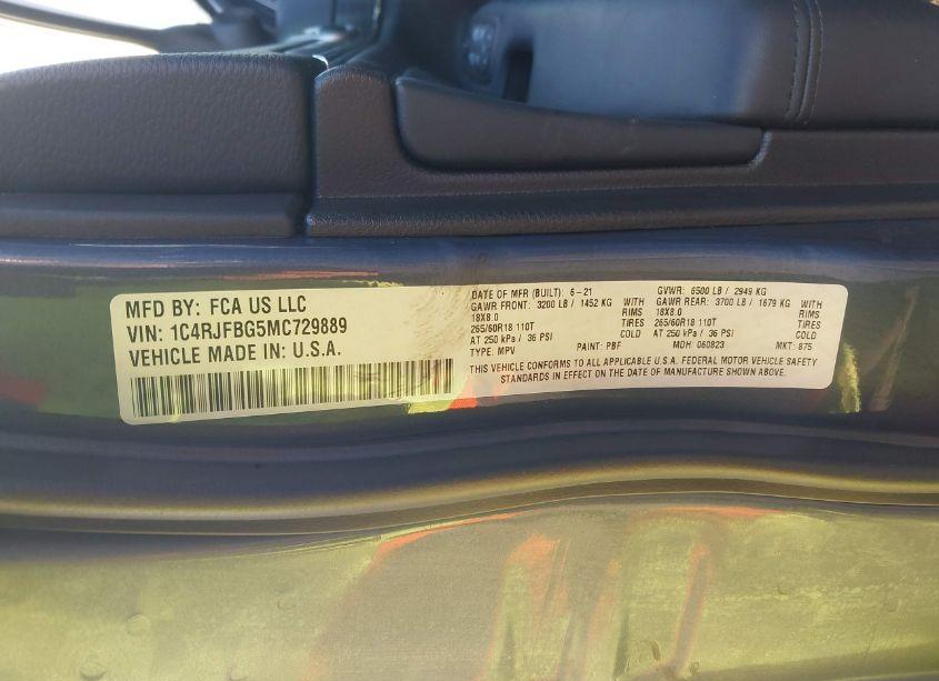 Photo 9 of 2021 Jeep Grand CHEROKEE LIMITED 4X4 (VIN 1C4RJFBG5MC729889)