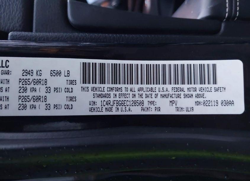 Photo 9 of 2014 Jeep Grand CHEROKEE LIMITED (VIN 1C4RJFBG6EC128508)