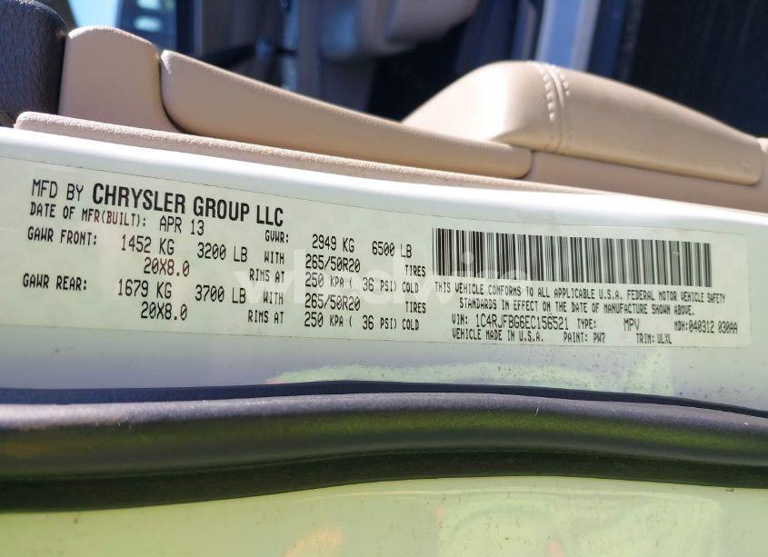 Photo 9 of 2014 Jeep Grand CHEROKEE LIMITED (VIN 1C4RJFBG6EC156521)