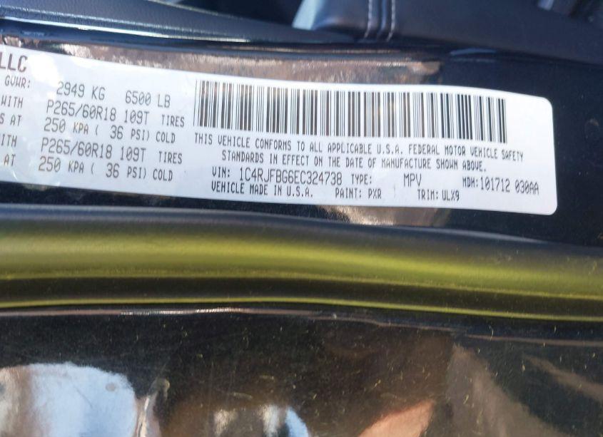 Photo 9 of 2014 Jeep Grand CHEROKEE LIMITED (VIN 1C4RJFBG6EC324738)