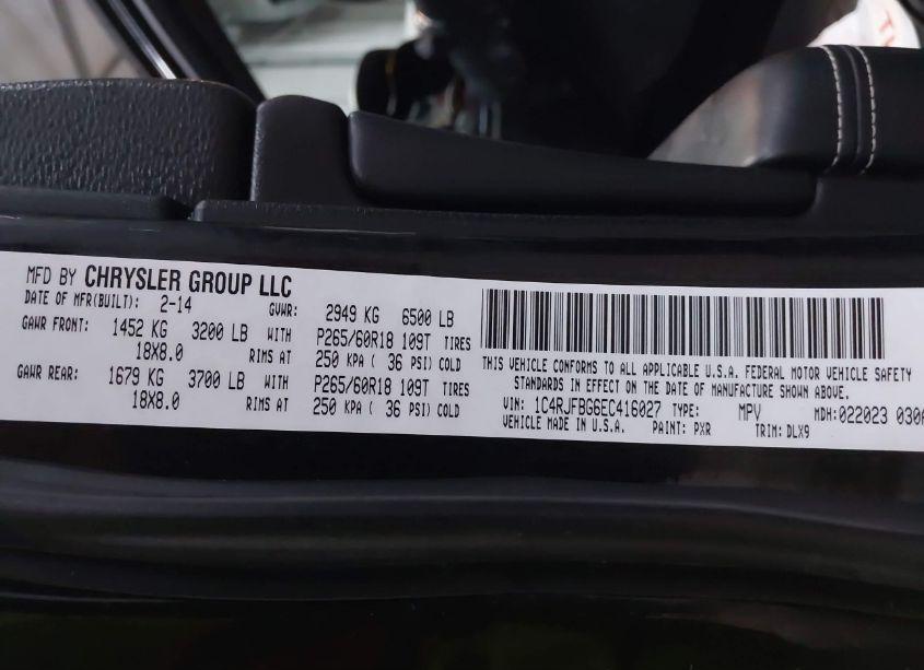 Photo 9 of 2014 Jeep Grand CHEROKEE LIMITED (VIN 1C4RJFBG6EC416027)