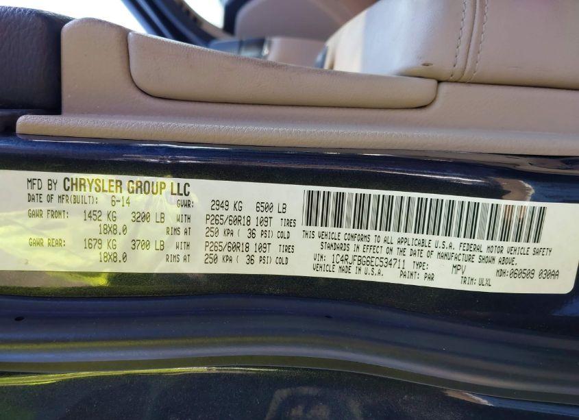 Photo 9 of 2014 Jeep Grand CHEROKEE LIMITED (VIN 1C4RJFBG6EC534711)