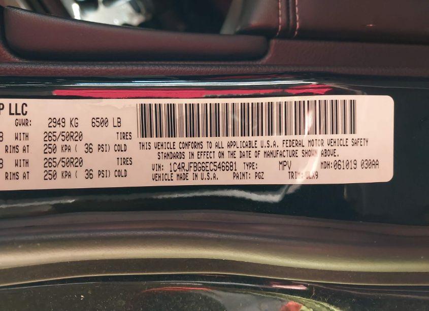 Photo 9 of 2014 Jeep Grand CHEROKEE LIMITED (VIN 1C4RJFBG6EC546681)